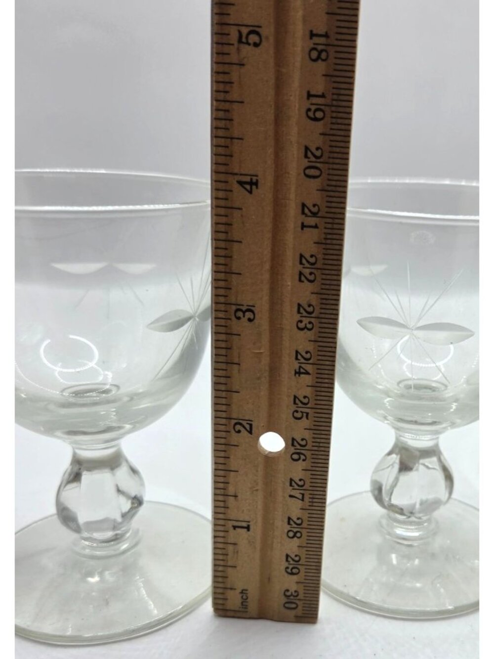 Vtg Libbey Starglow Champagne Sherbet Etched Coup Glasses Set Of 3 Ornate Stems - Picture 8 of 9
